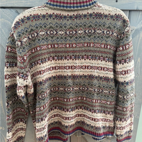 Vintage 90s Fair Isle Zip Cardigan Sweater XL Heirloom Collectibles - Picture 3 of 7